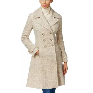 Ivanka Trump Double-Breasted Mélange Peacoat Taupe Womens Size 12